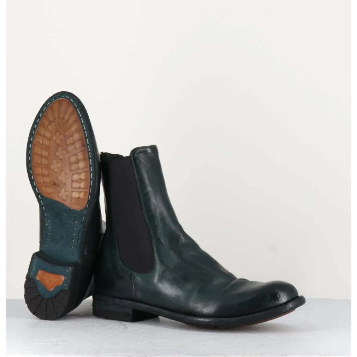 Boots^OFFICINE CREATIVE Boots plates en cuir & élastique - LEXIKON073 FRENCH LOVER VERT