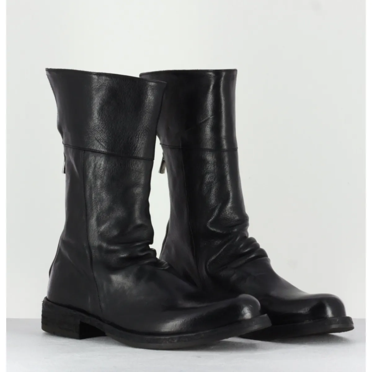 Boots^OFFICINE CREATIVE Boots plates mi-haute en cuir à zip arrière - LEGRAND125H24 NERO NOIR