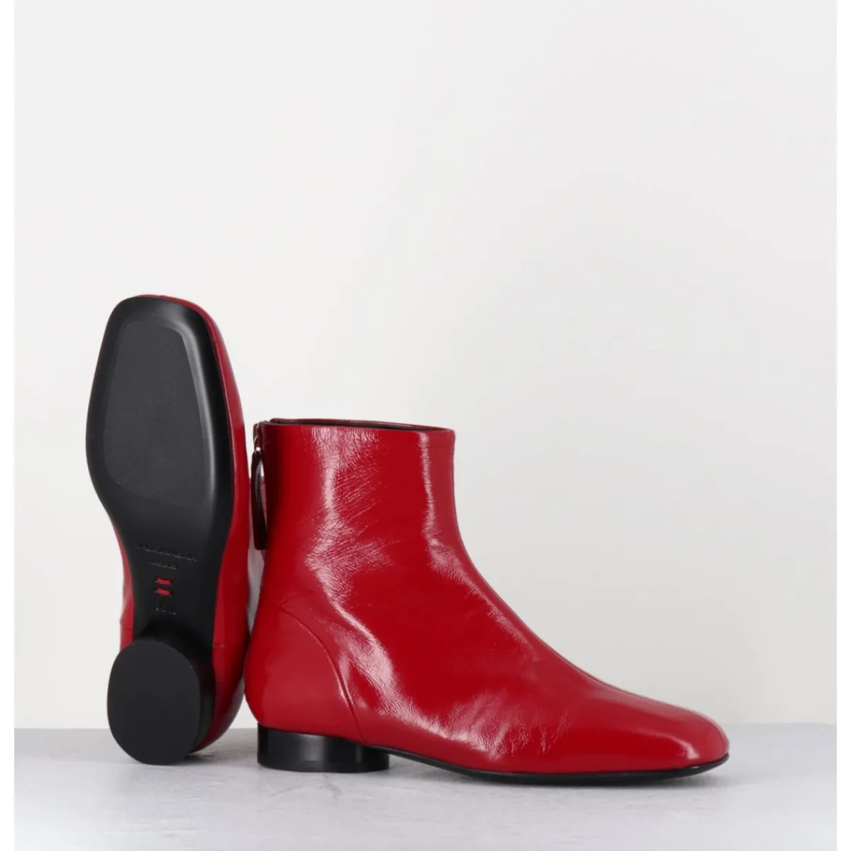 Boots^HALMANERA Boots plates 60s en cuir souple - PAM26 GLAZE PASSION ROUGE