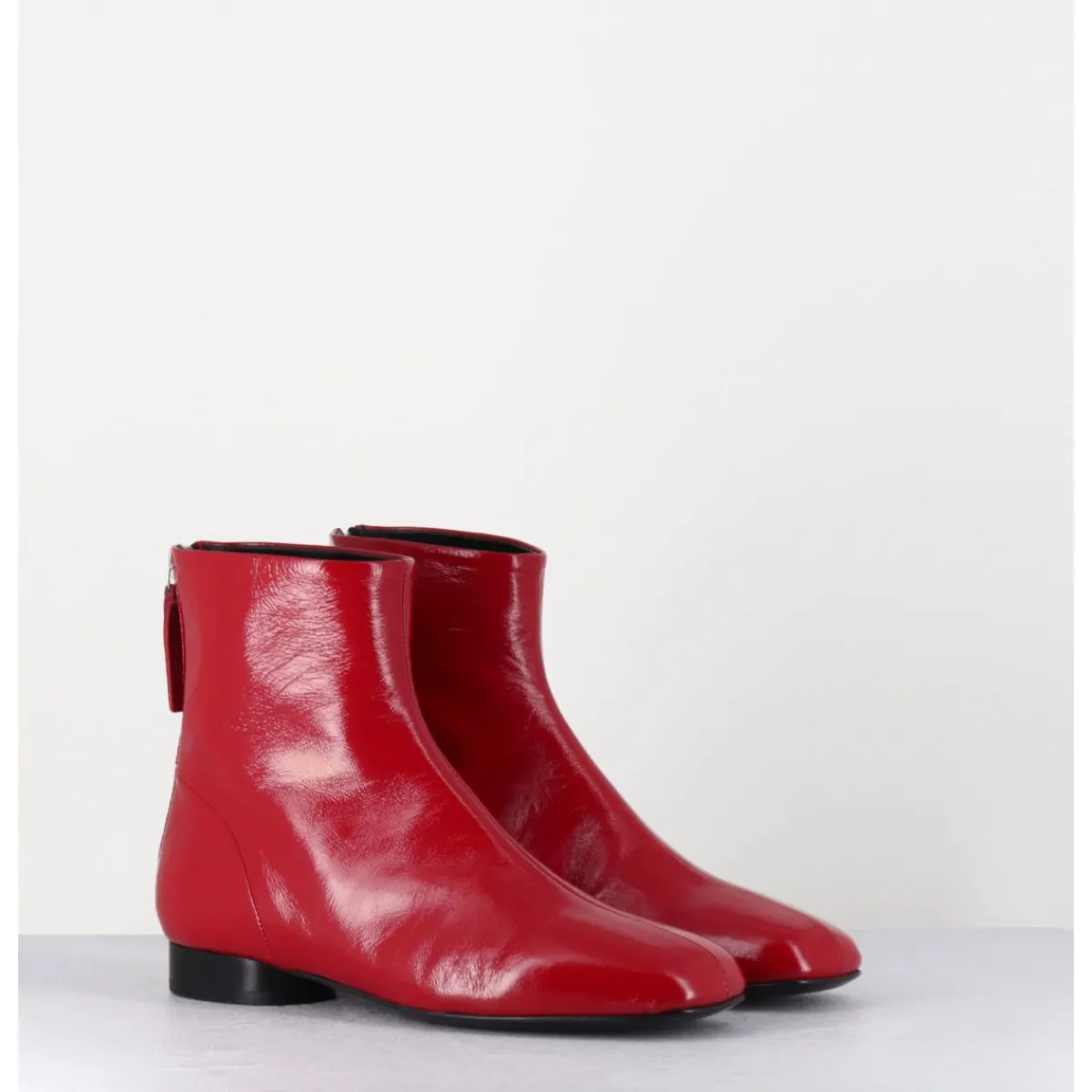 Boots^HALMANERA Boots plates 60s en cuir souple - PAM26 GLAZE PASSION ROUGE