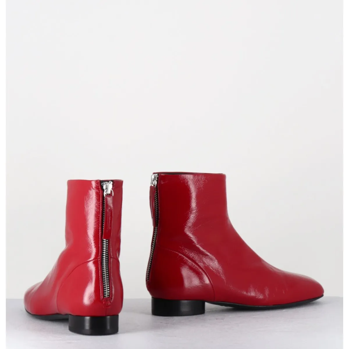 Boots^HALMANERA Boots plates 60s en cuir souple - PAM26 GLAZE PASSION ROUGE