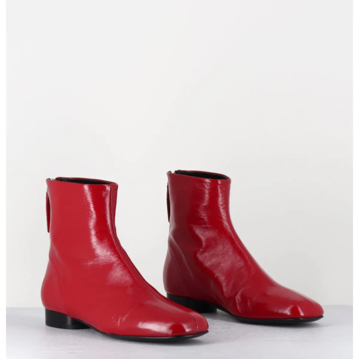 Boots^HALMANERA Boots plates 60s en cuir souple - PAM26 GLAZE PASSION ROUGE