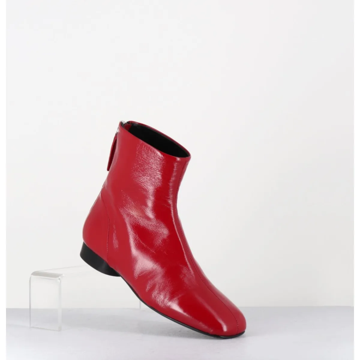 Boots^HALMANERA Boots plates 60s en cuir souple - PAM26 GLAZE PASSION ROUGE