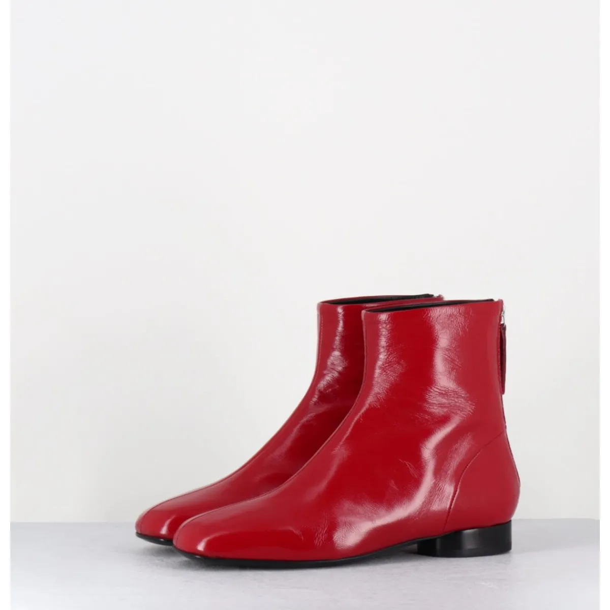 Boots^HALMANERA Boots plates 60s en cuir souple - PAM26 GLAZE PASSION ROUGE