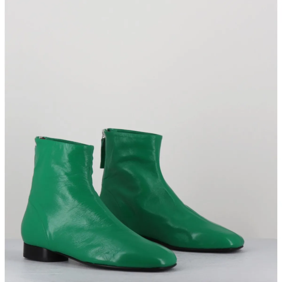 Boots^HALMANERA Boots plates 60s en cuir souple - PAM26 GLASE MELA VERT
