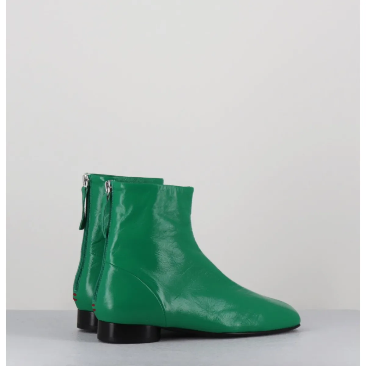 Boots^HALMANERA Boots plates 60s en cuir souple - PAM26 GLASE MELA VERT