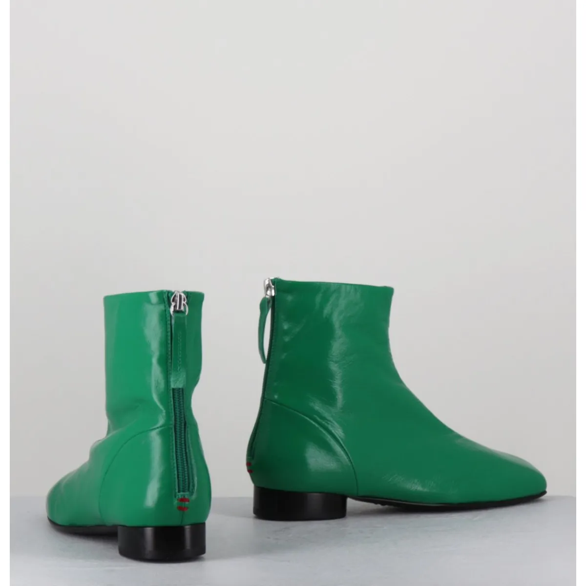 Boots^HALMANERA Boots plates 60s en cuir souple - PAM26 GLASE MELA VERT