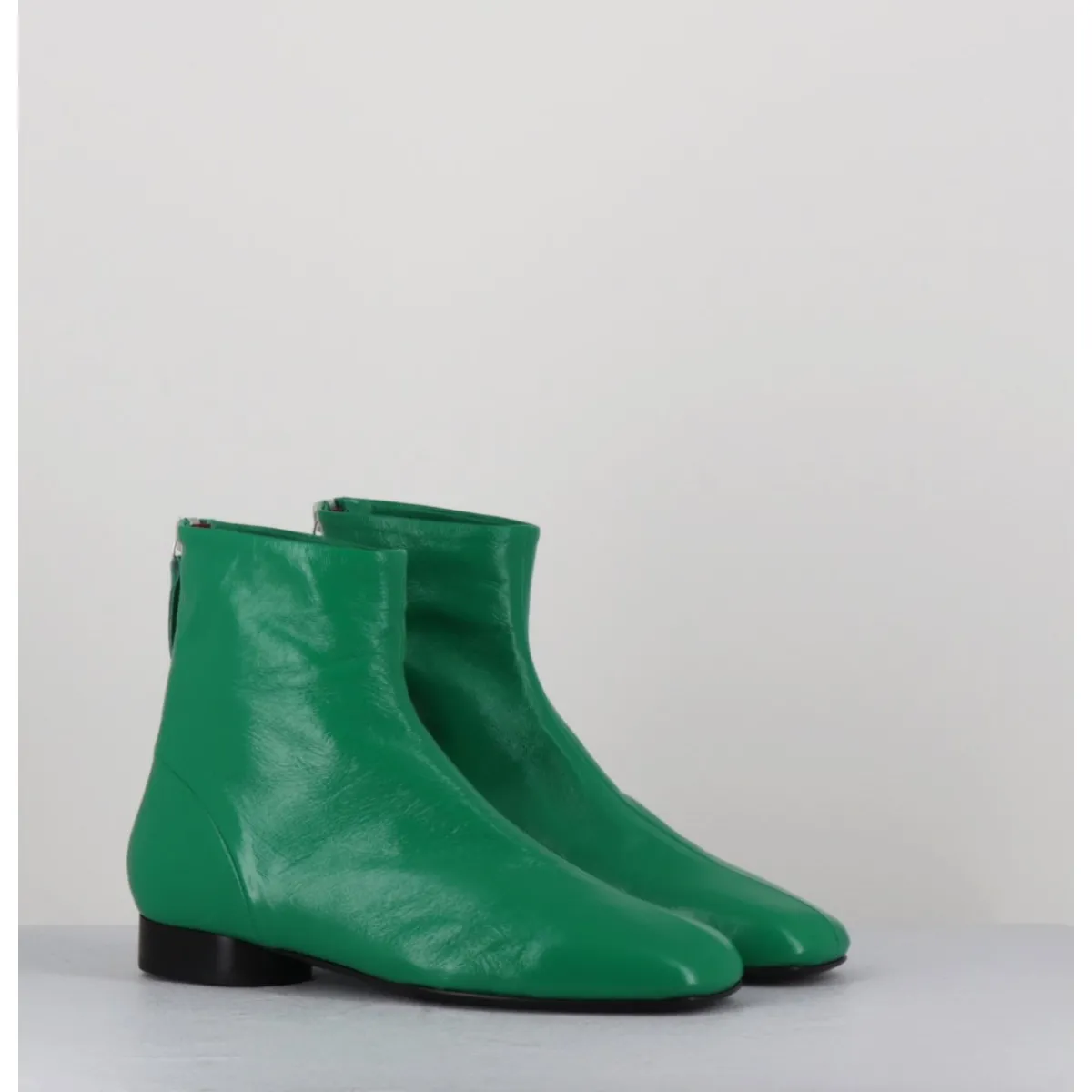Boots^HALMANERA Boots plates 60s en cuir souple - PAM26 GLASE MELA VERT