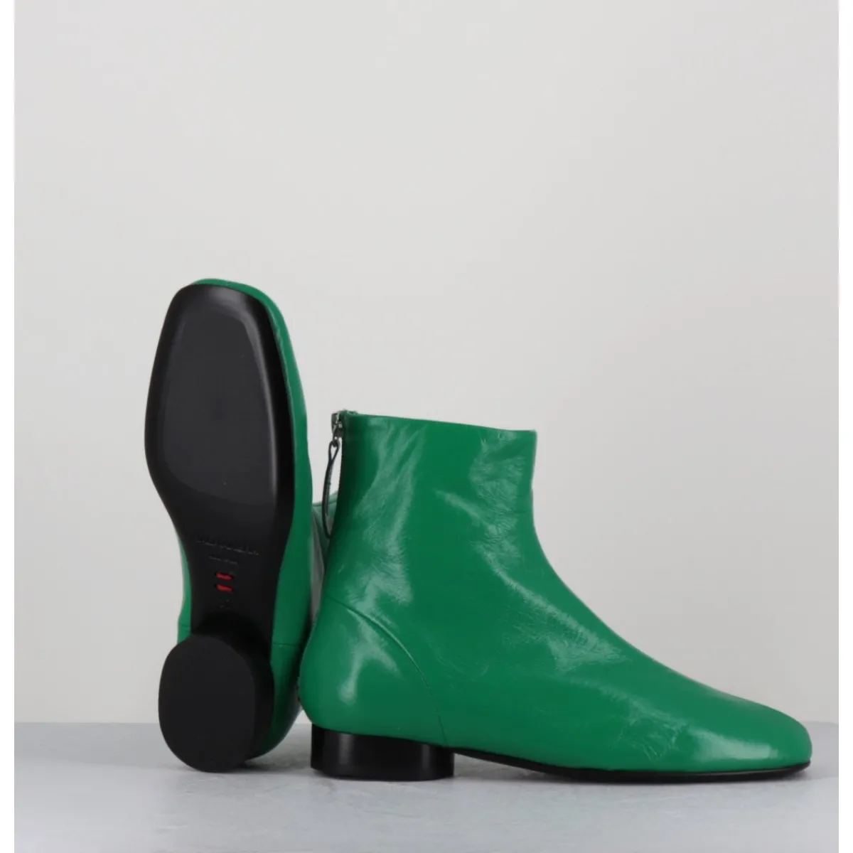 Boots^HALMANERA Boots plates 60s en cuir souple - PAM26 GLASE MELA VERT