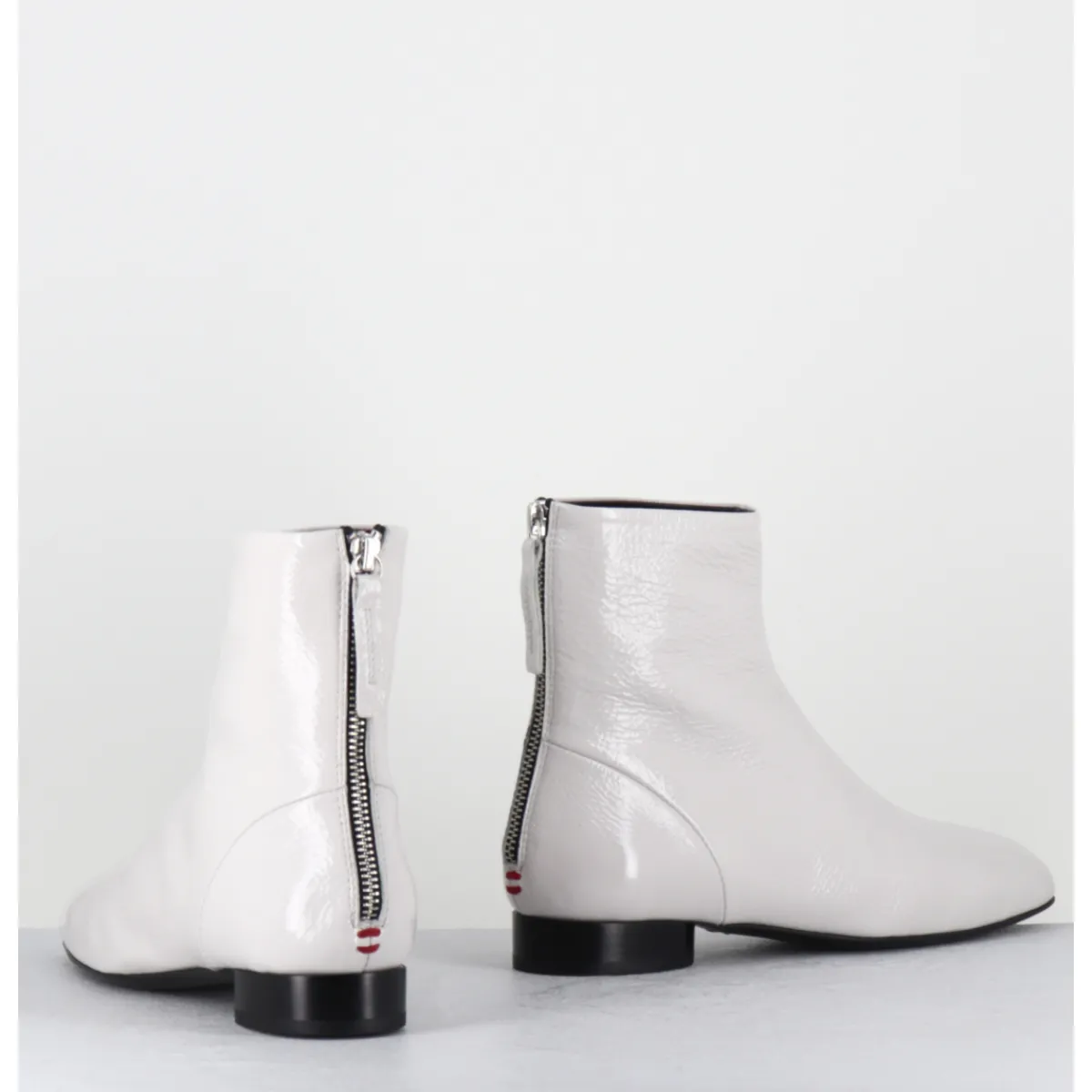 Boots^HALMANERA Boots plates 60s en cuir vernis - PAM26 NAPLAK ICE BLANC