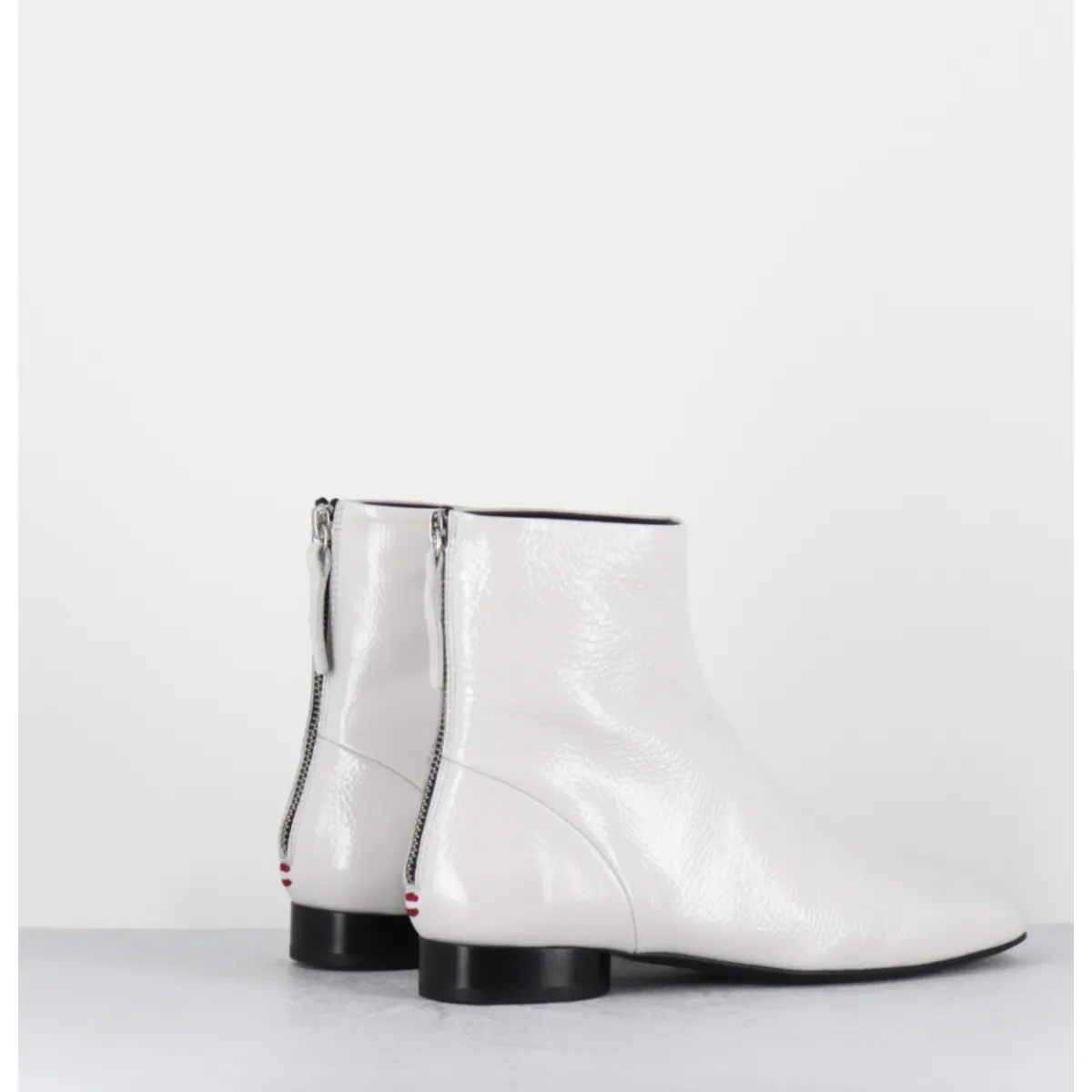 Boots^HALMANERA Boots plates 60s en cuir vernis - PAM26 NAPLAK ICE BLANC