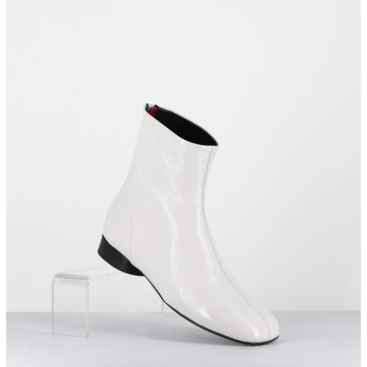 Boots^HALMANERA Boots plates 60s en cuir vernis - PAM26 NAPLAK ICE BLANC