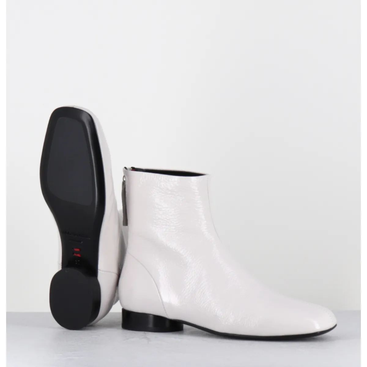 Boots^HALMANERA Boots plates 60s en cuir vernis - PAM26 NAPLAK ICE BLANC