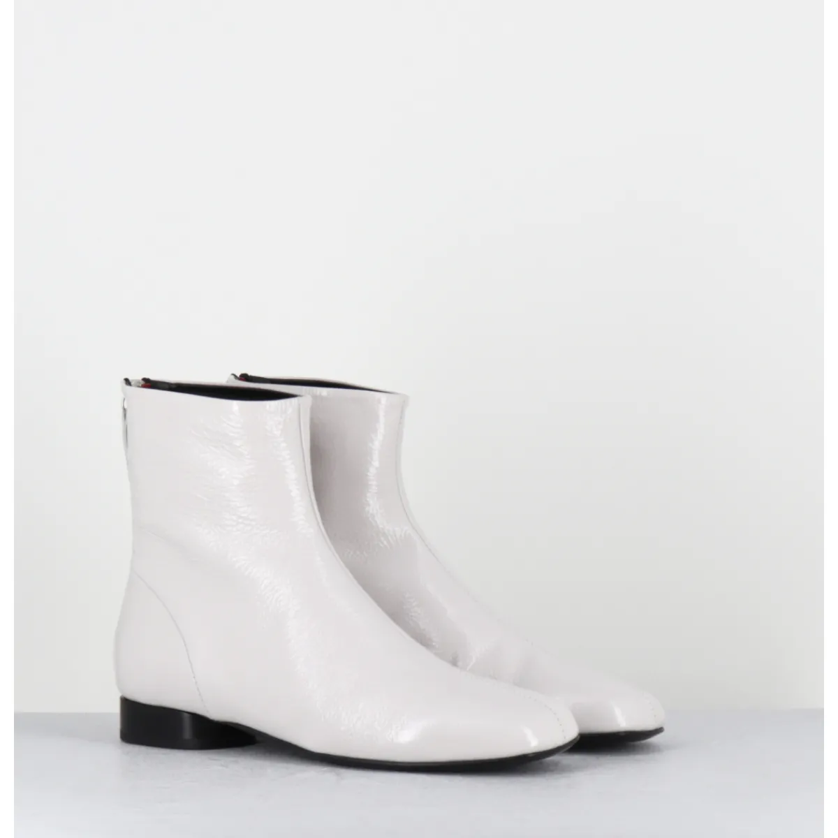 Boots^HALMANERA Boots plates 60s en cuir vernis - PAM26 NAPLAK ICE BLANC