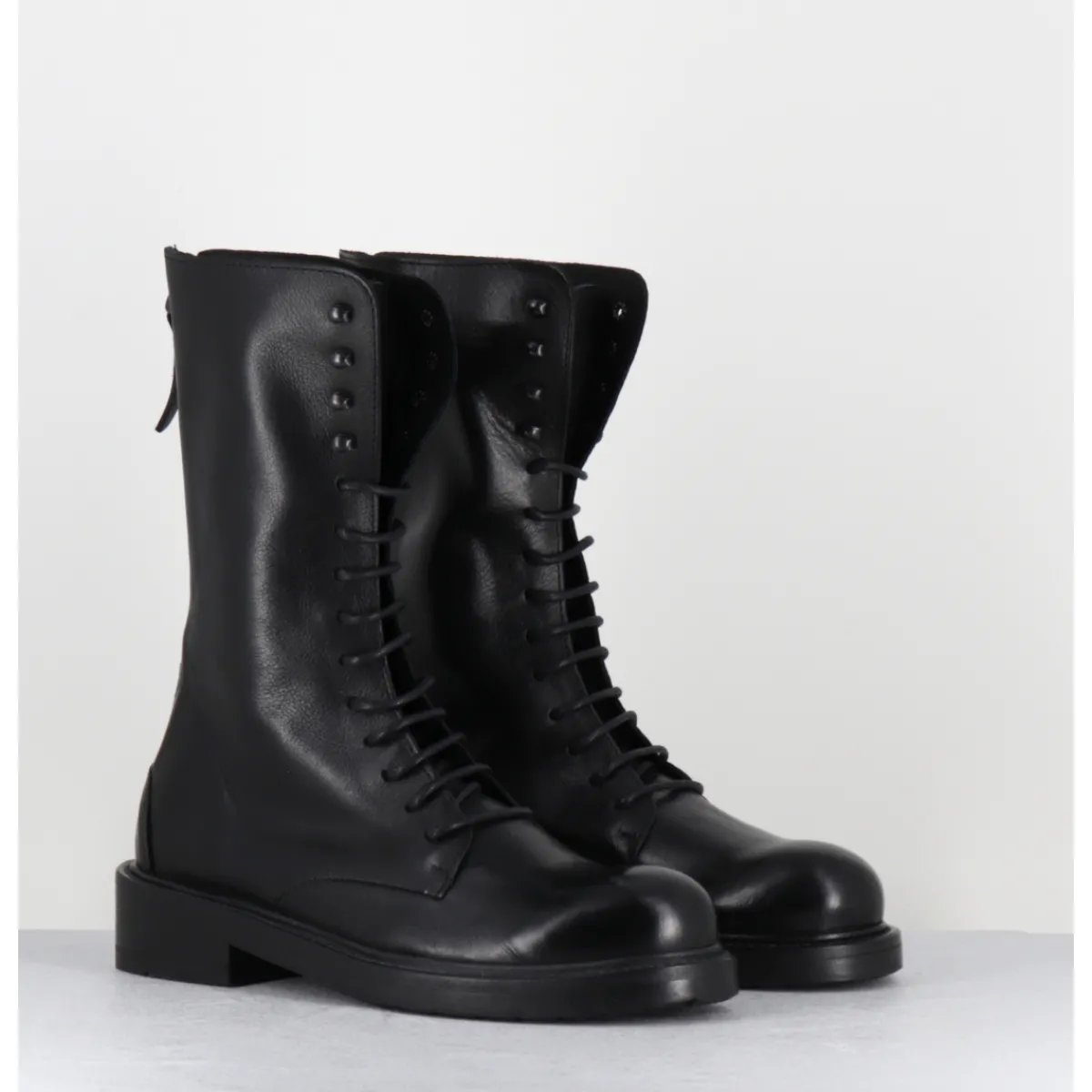 Boots^GARRICE LAB Boots rangers à lacet en cuir bout rond - HANOU DAVIS NERO NOIR