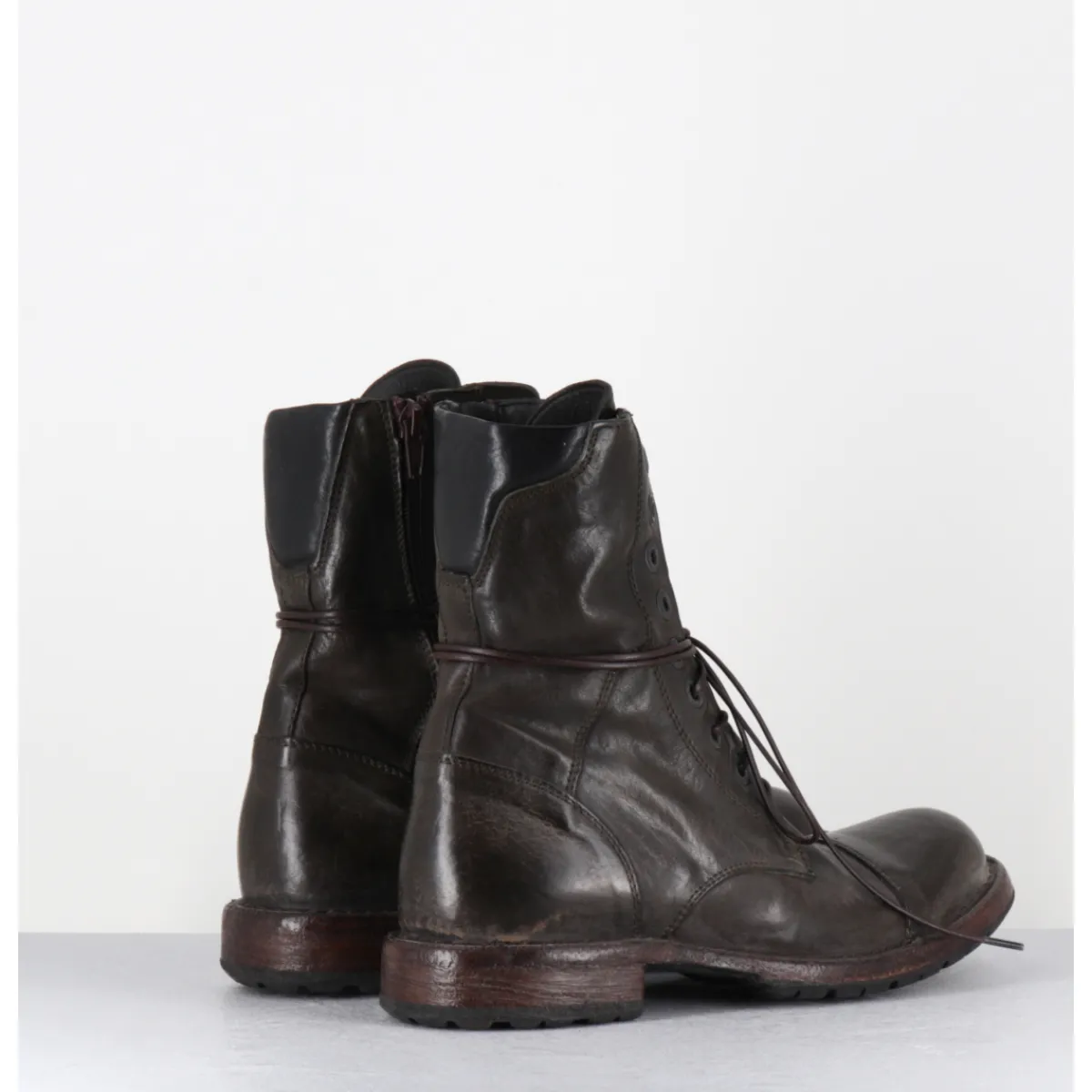 Boots | Bikers^MOMA Boots rangers à lacets en cuir lavé kaki - 71302 CUSNA TRAFFORD