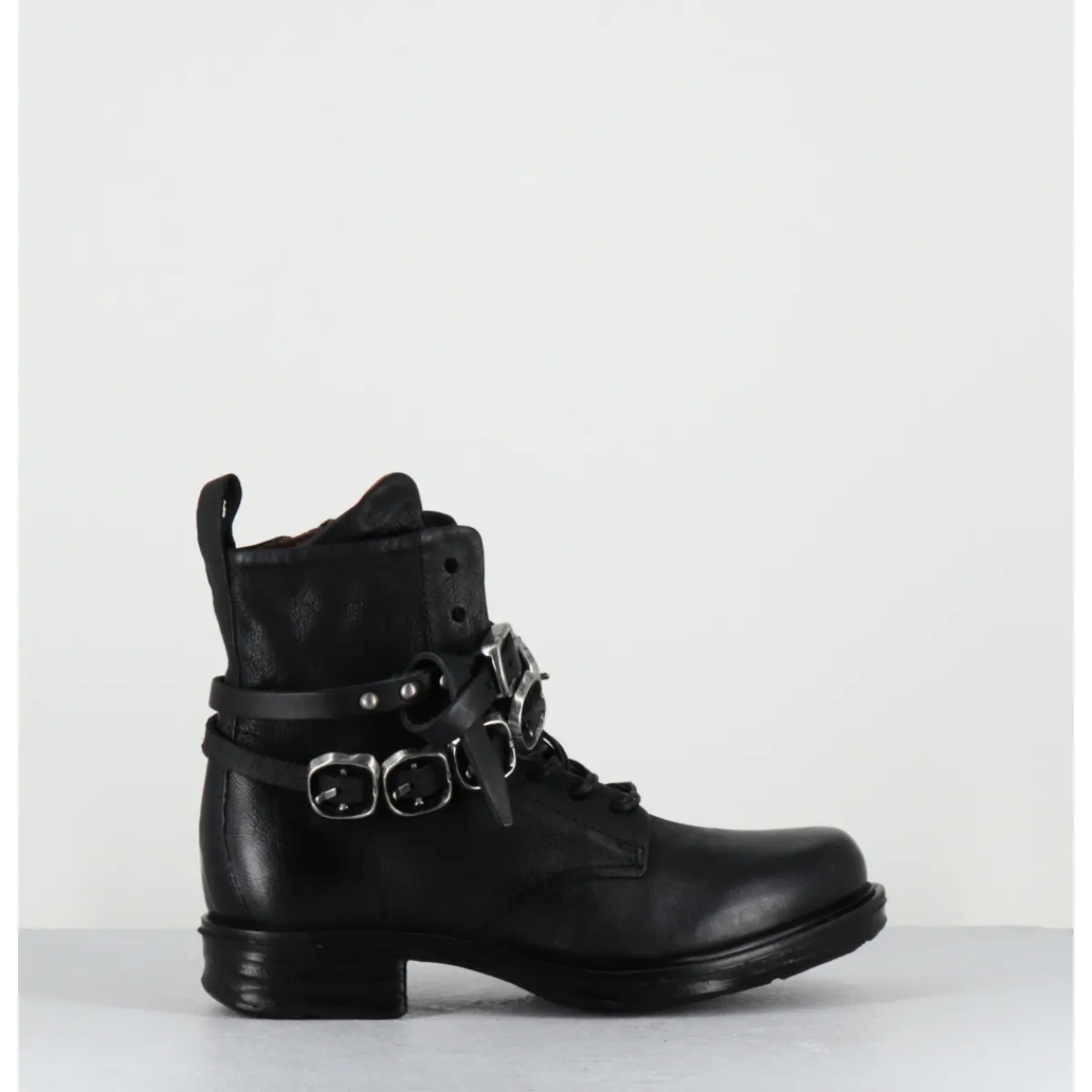 Boots | Bikers^A.S.98 Boots rangers à lacets en cuir sangle à boucle - A50211 NERO NOIR
