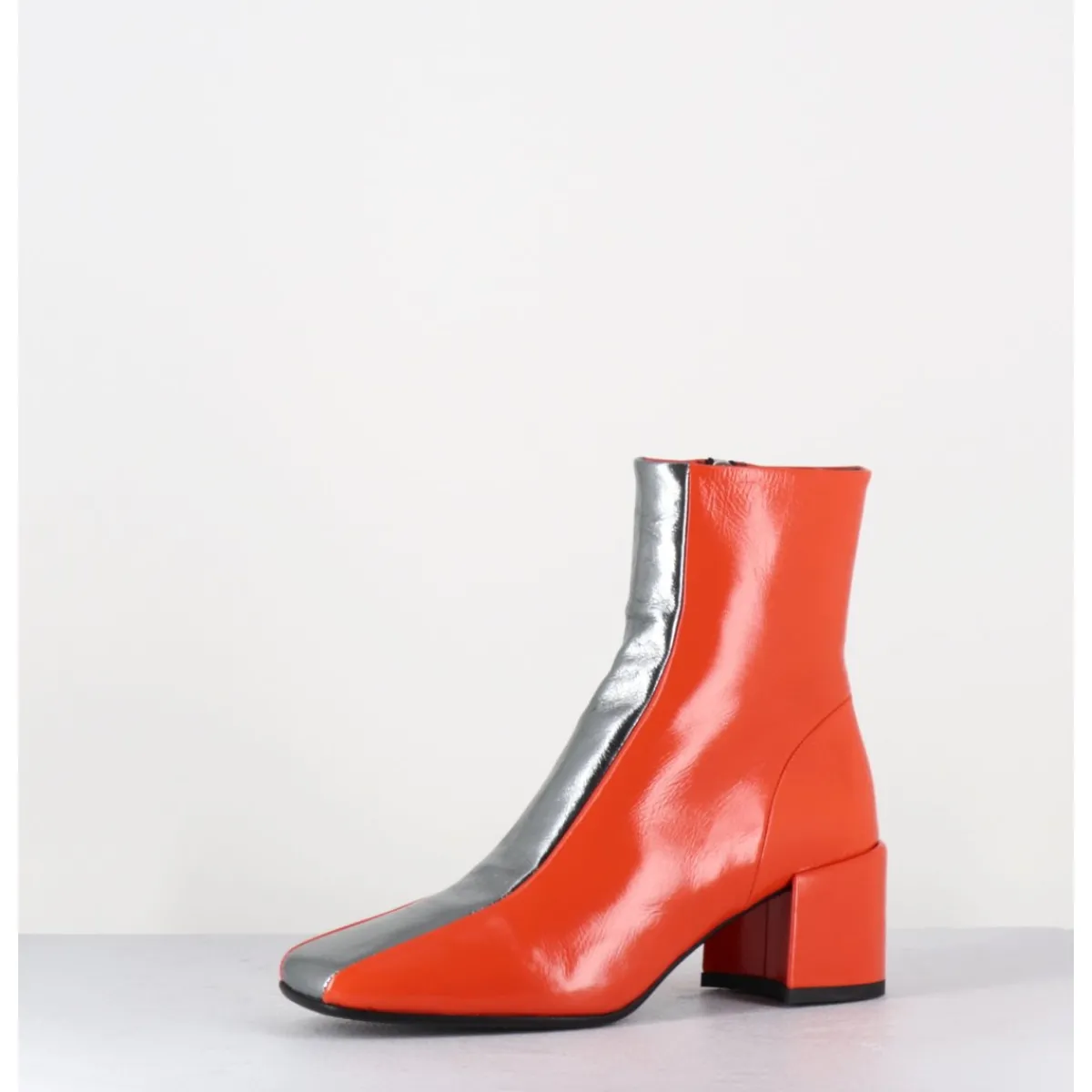Boots^HALMANERA Boots 70s cuir & métal argent - CECIL13 NESPOLA SILVER ORANGE