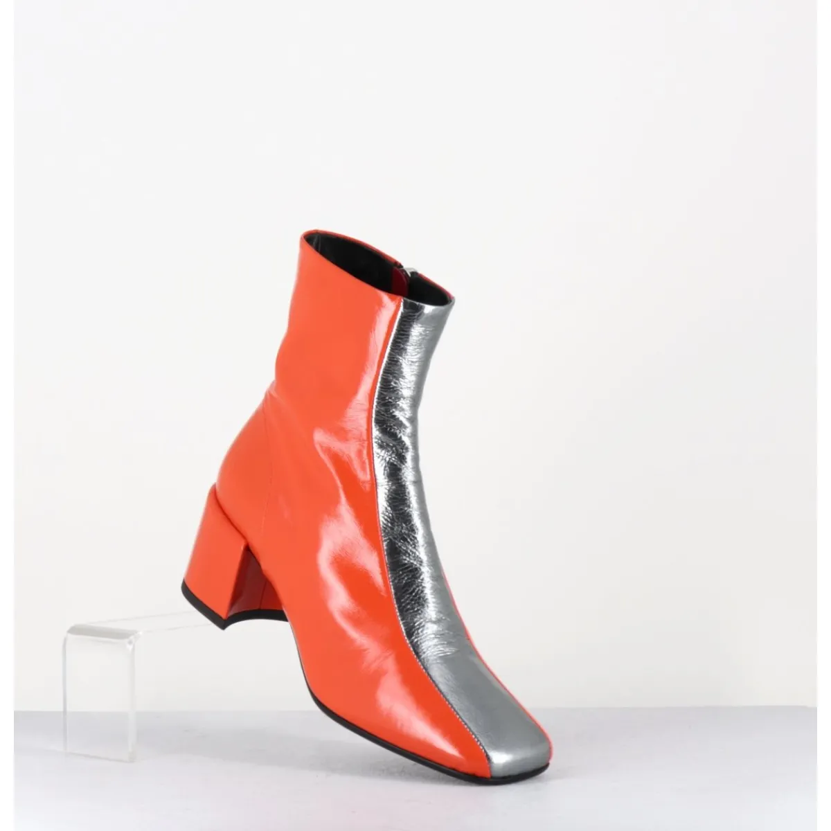 Boots^HALMANERA Boots 70s cuir & métal argent - CECIL13 NESPOLA SILVER ORANGE