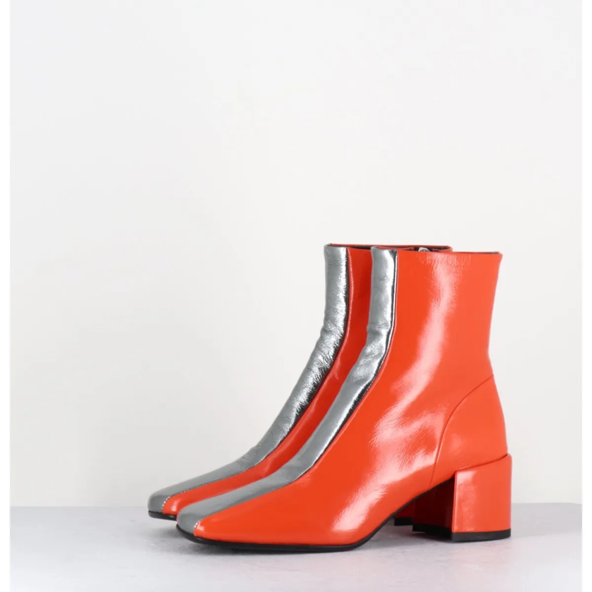 Boots^HALMANERA Boots 70s cuir & métal argent - CECIL13 NESPOLA SILVER ORANGE