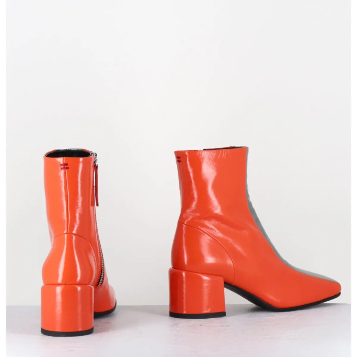 Boots^HALMANERA Boots 70s cuir & métal argent - CECIL13 NESPOLA SILVER ORANGE