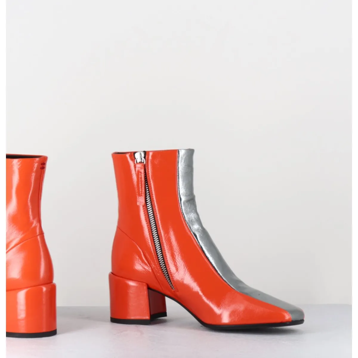 Boots^HALMANERA Boots 70s cuir & métal argent - CECIL13 NESPOLA SILVER ORANGE