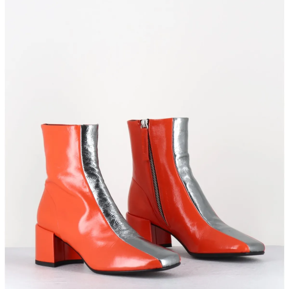 Boots^HALMANERA Boots 70s cuir & métal argent - CECIL13 NESPOLA SILVER ORANGE