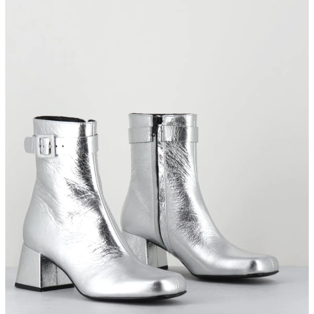 Boots^ROTTA Boots 60s en cuir métallisé - XERT SCRATCH SILVER ARGENT