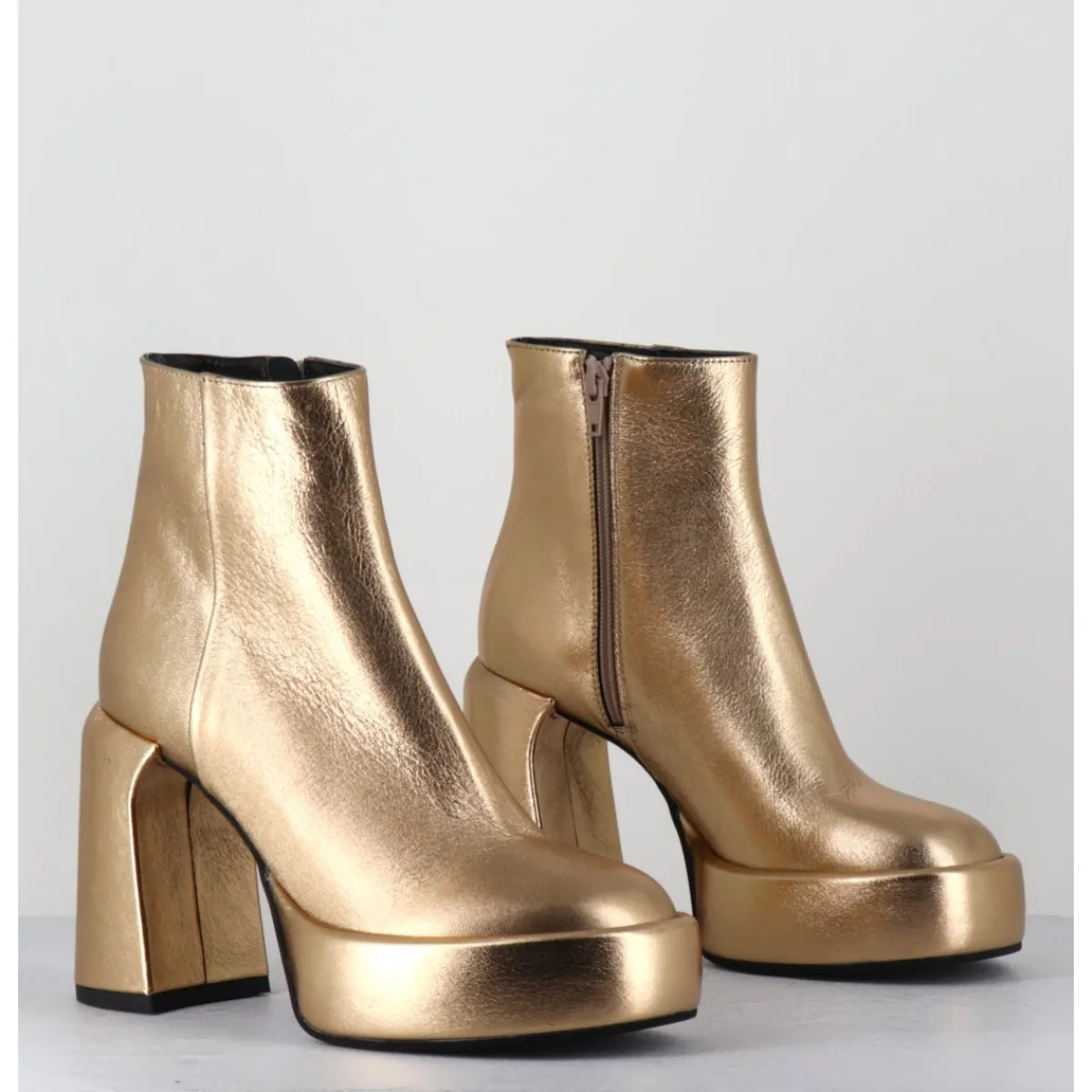 Boots | Plateformes^ELENA IACHI Boots 70s en cuir métallisé doré - E3303 BITTER GOLD DORE