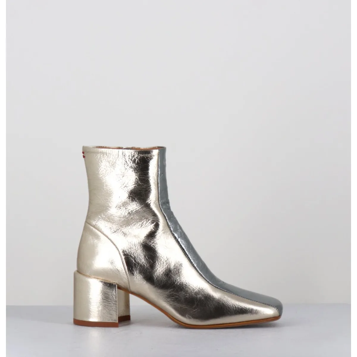 Boots^HALMANERA Boots 70s en cuir métallisé or & argent - CECIL13 METAL PLATINO DORE