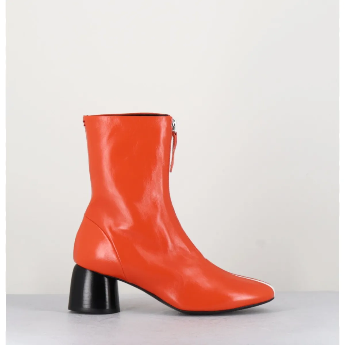 Boots^HALMANERA Boots 60s en cuir & talon noir - CAREN07 GLAZE NESPOLA ORANGE