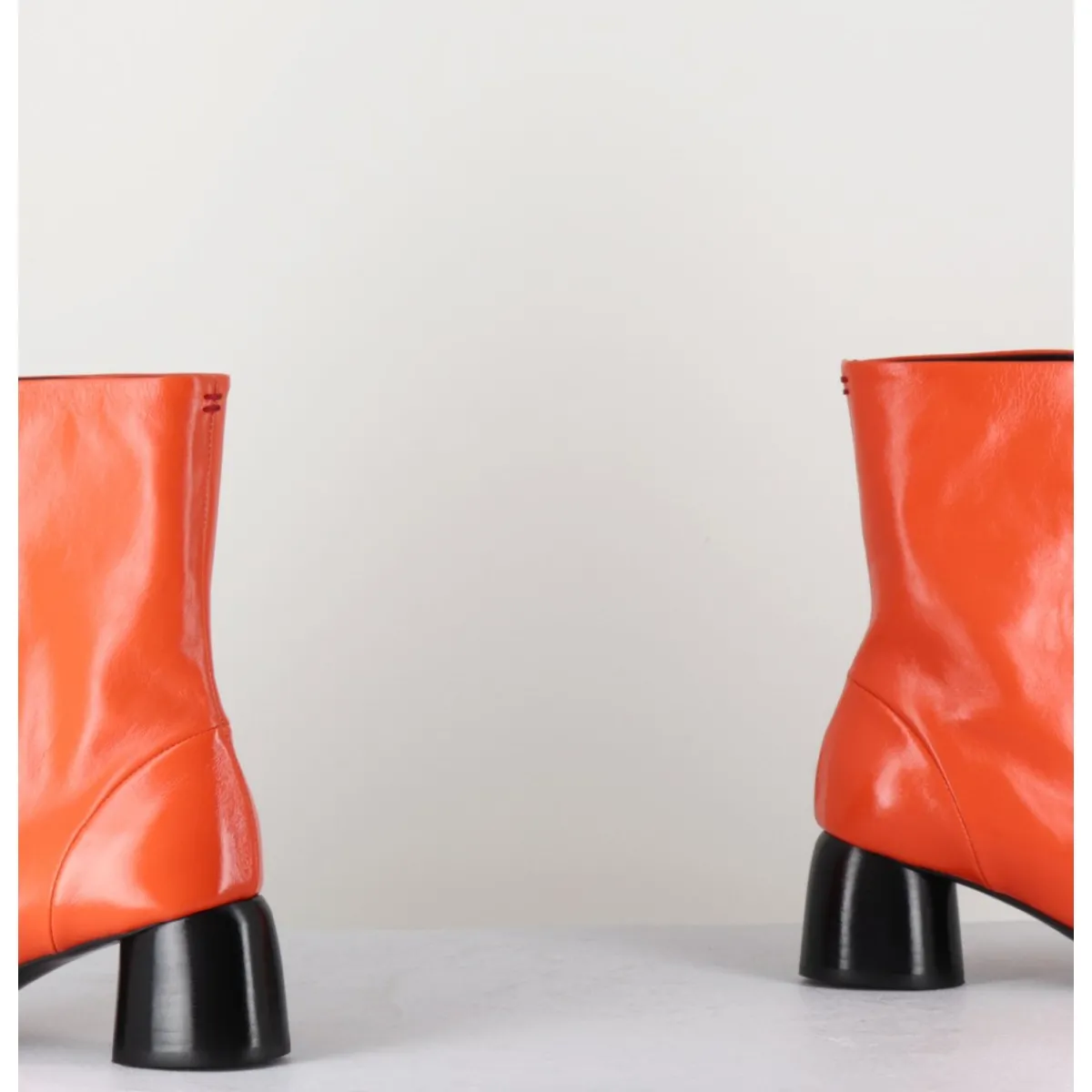 Boots^HALMANERA Boots 60s en cuir & talon noir - CAREN07 GLAZE NESPOLA ORANGE