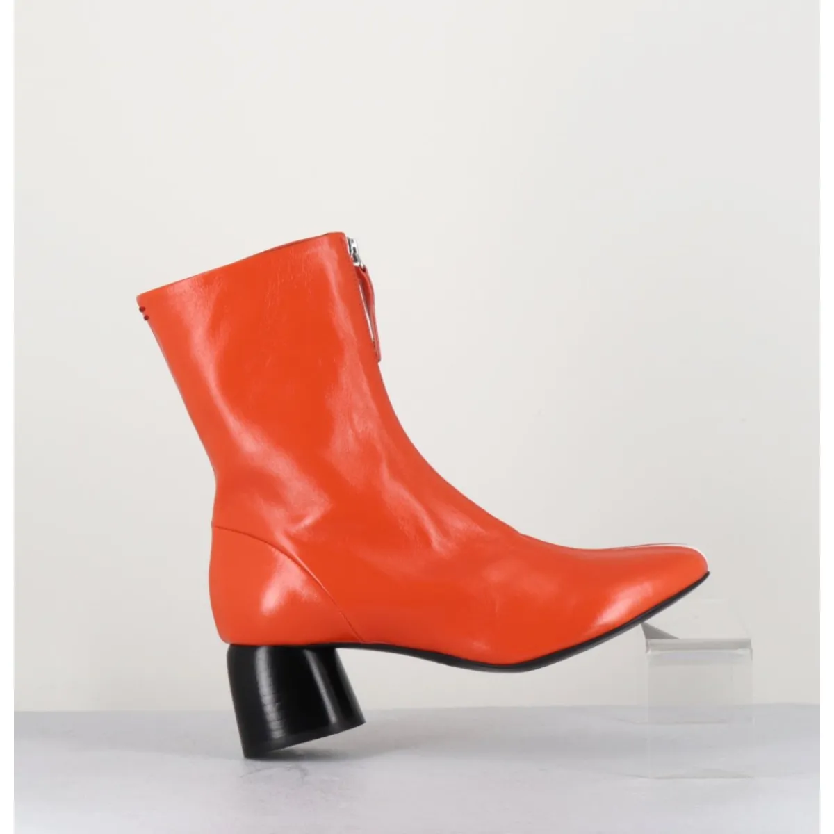Boots^HALMANERA Boots 60s en cuir & talon noir - CAREN07 GLAZE NESPOLA ORANGE