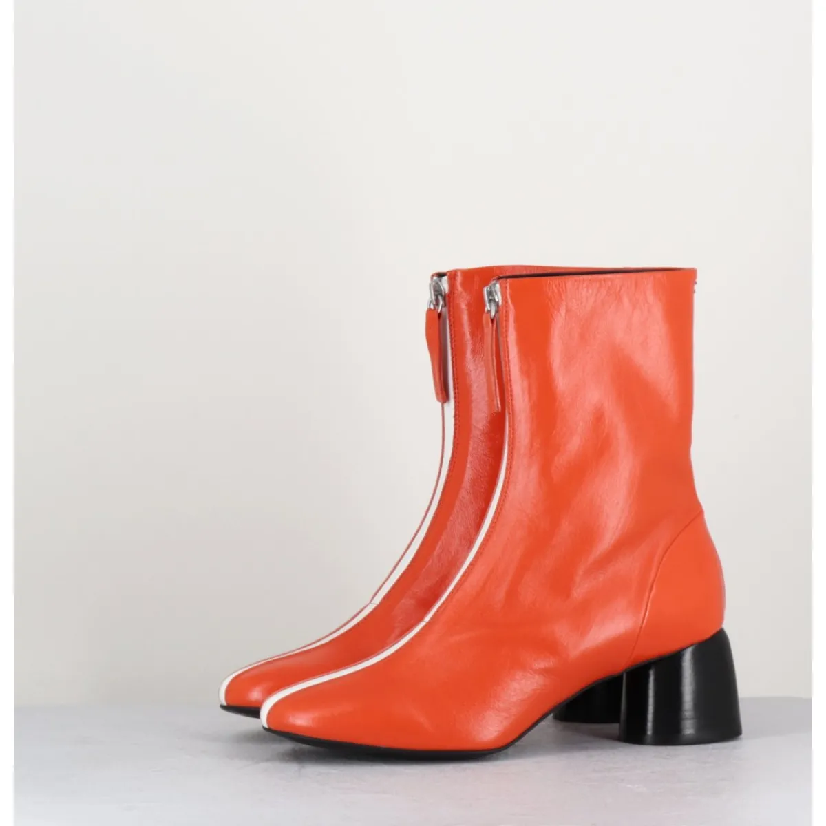 Boots^HALMANERA Boots 60s en cuir & talon noir - CAREN07 GLAZE NESPOLA ORANGE