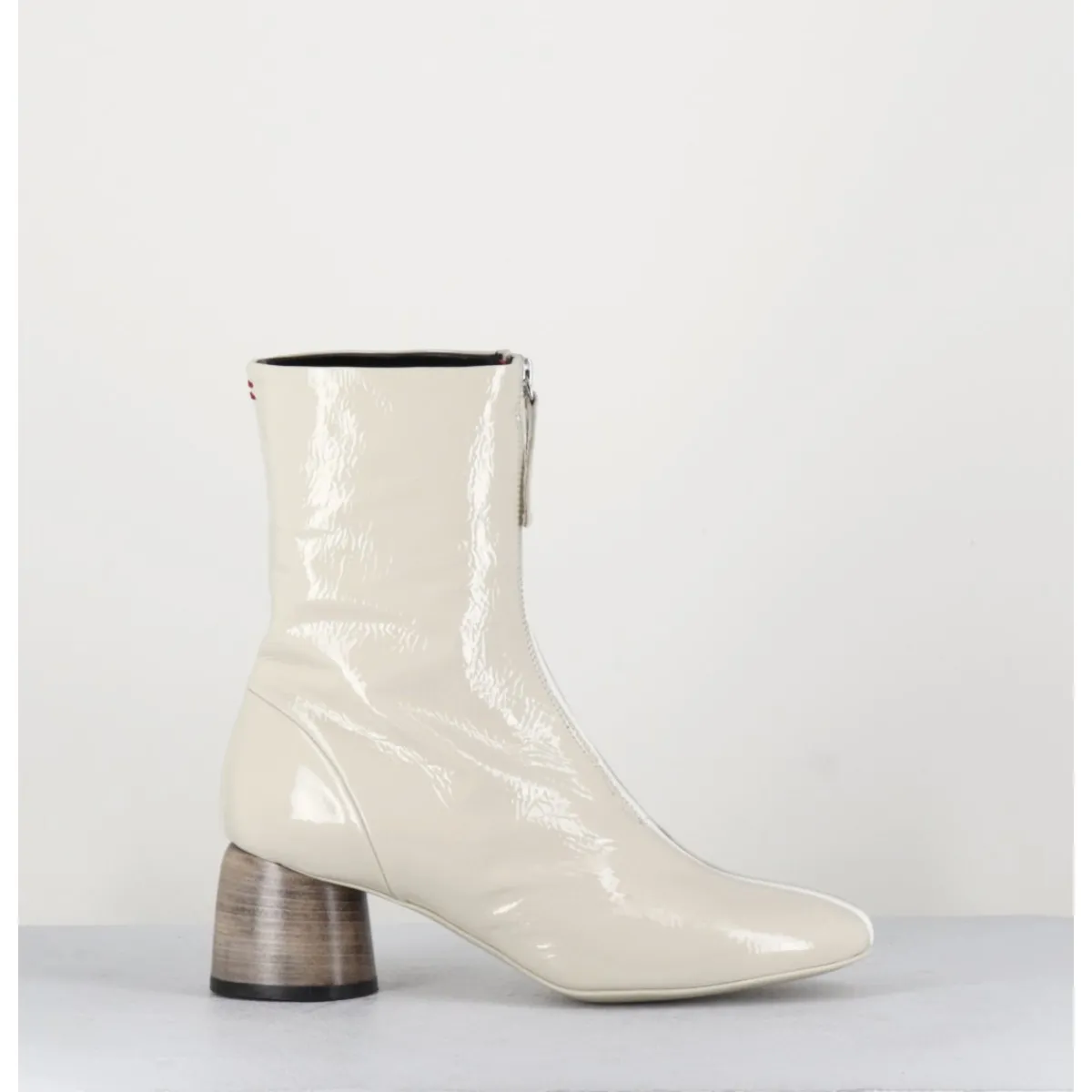 Boots^HALMANERA Boots 60s en cuir vernis - CAREN07 PLUM OSSO BLANC