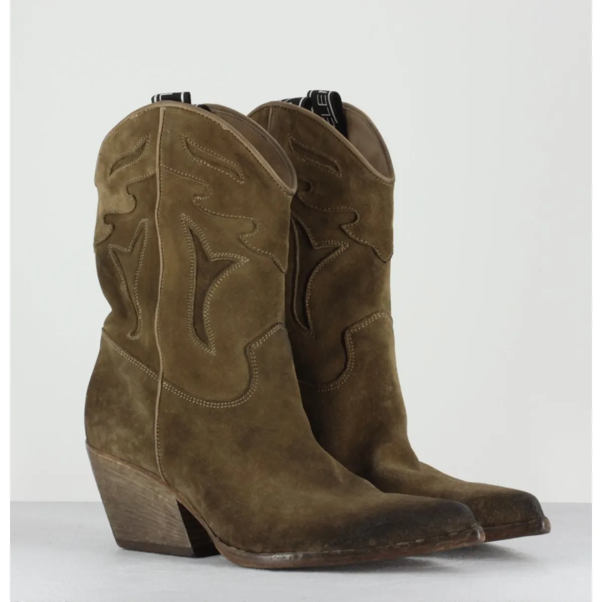 Boots | Santiags^ELENA IACHI Boots santiags en daim - E2016 VELOUR FANGO TAUPE