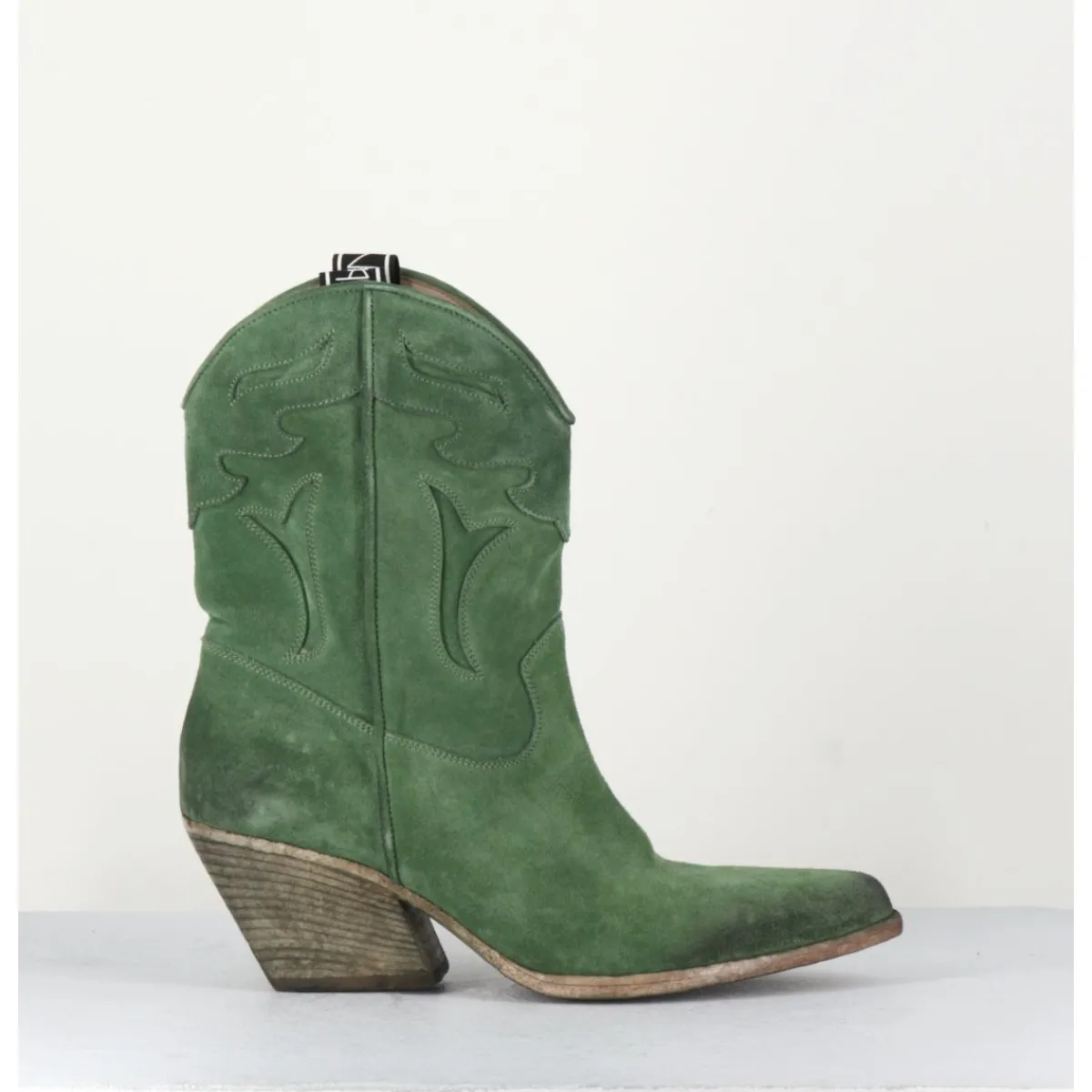 Boots | Santiags^ELENA IACHI Boots santiags en daim - E2016 TEXAN GREEN VERT