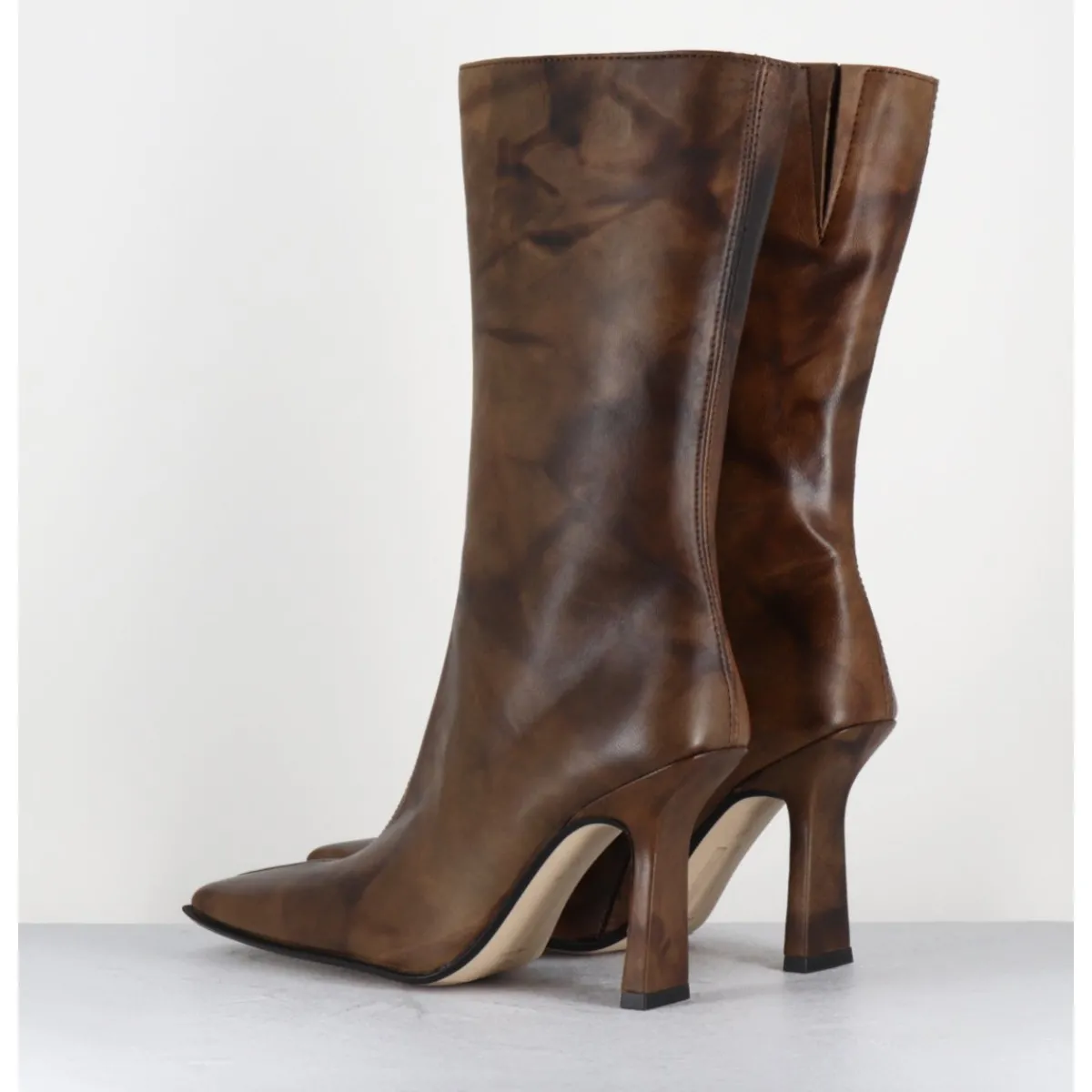 Boots^MIISTA Boots talon haut & bout carré en cuir vieilli - NOOR BROWN ANKLE BOOTS MARRON