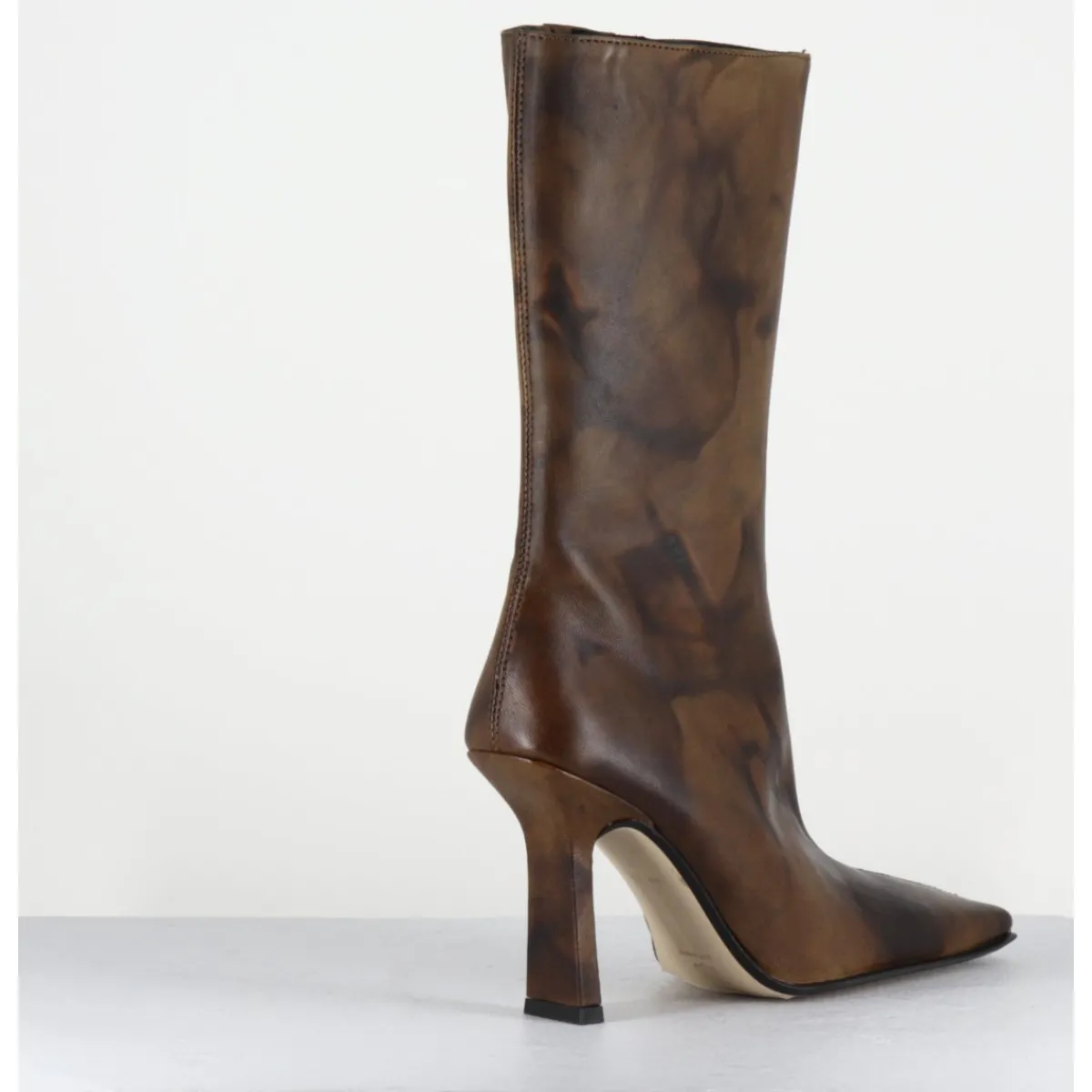 Boots^MIISTA Boots talon haut & bout carré en cuir vieilli - NOOR BROWN ANKLE BOOTS MARRON