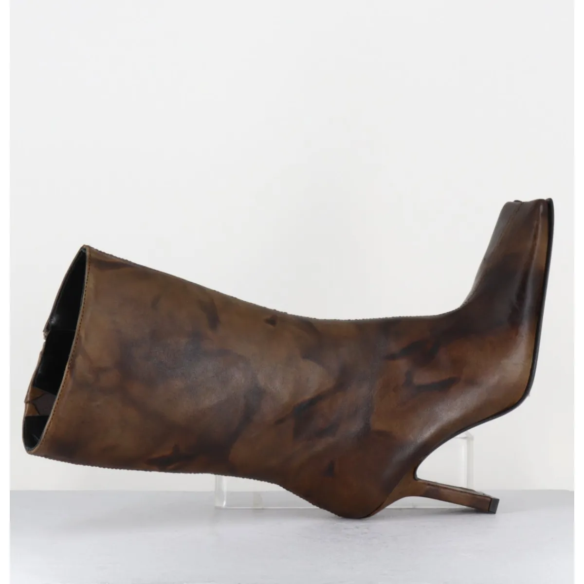 Boots^MIISTA Boots talon haut & bout carré en cuir vieilli - NOOR BROWN ANKLE BOOTS MARRON