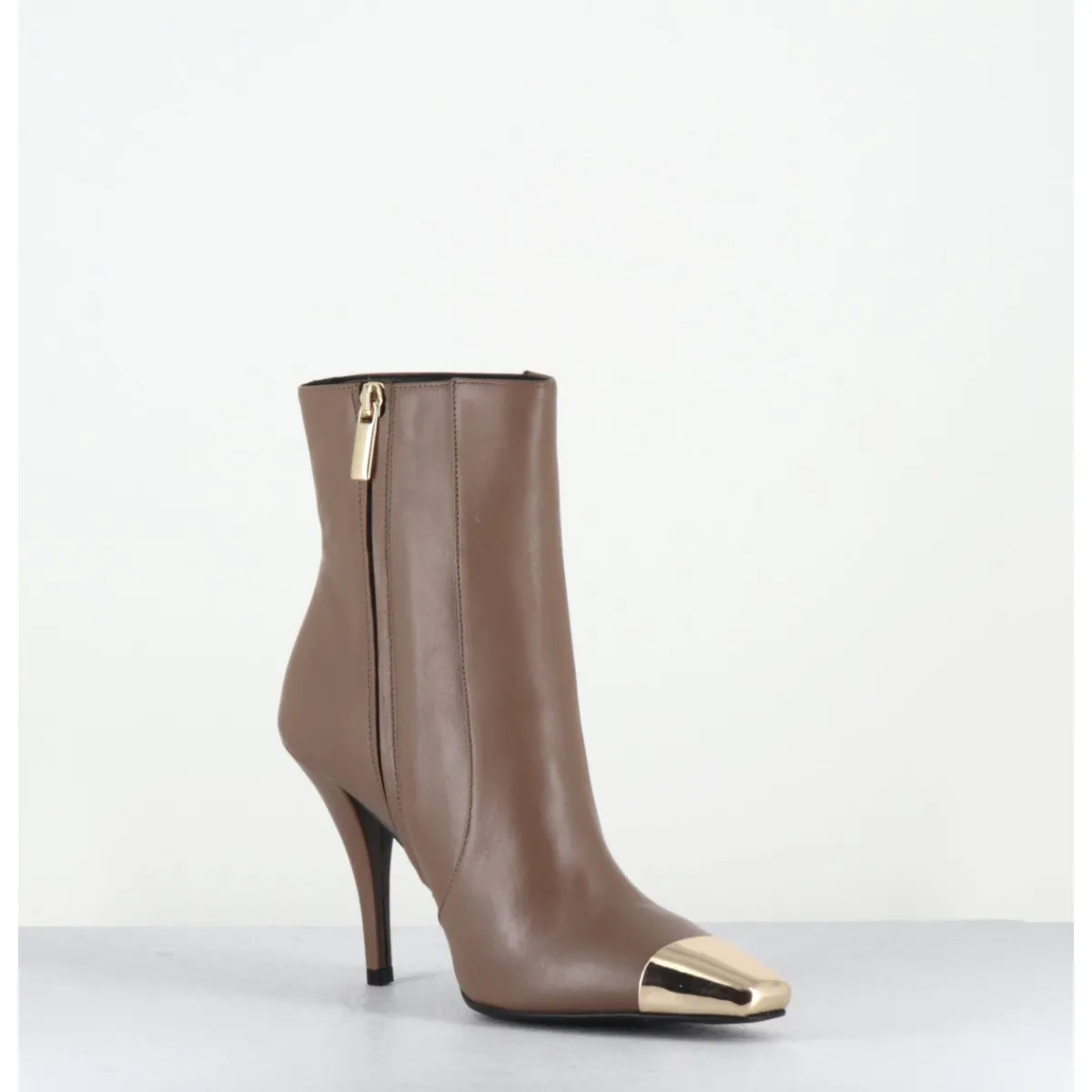 Boots^GARRICE LAB Boots talon haut cuir grège bout or - MECHA3 NAPPA ACERO TAUPE