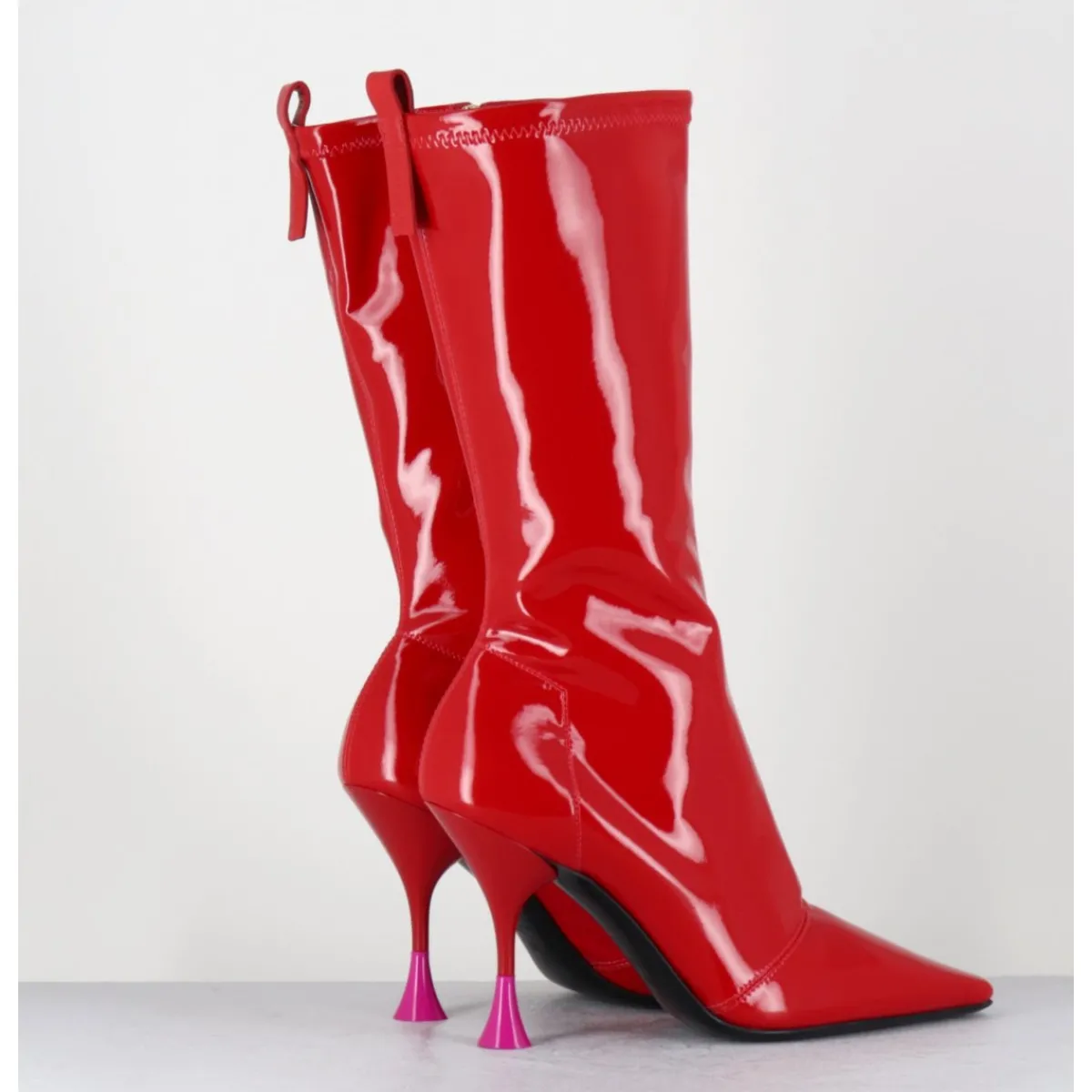 Bottes | Boots^3JUIN Boots talon haut en vernis stretch 90s - GILDA CRIS EROS ROUGE