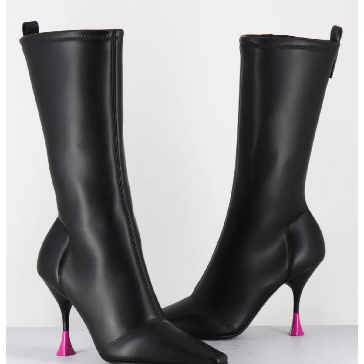 Bottes | Boots^3JUIN Boots talon haut stretch 90s - GILDA CRIS BLACK NOIR