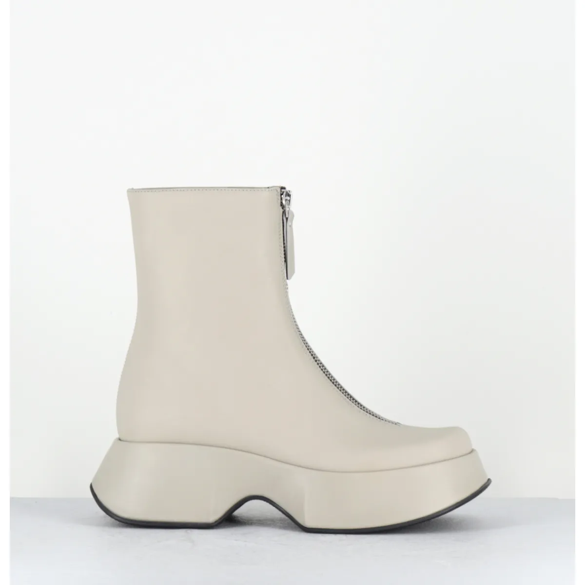 Boots | Plateformes^VIC MATIE Boots zip central à plateforme en cuir blanc cassé - 1F2412D ELODIE DESERT