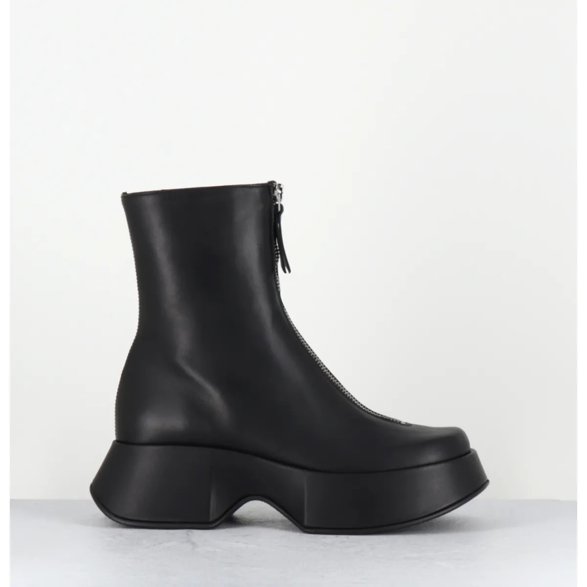 Boots | Plateformes^VIC MATIE Boots zip central à plateforme en cuir - 1F2412D ELODIE BLACK NOIR