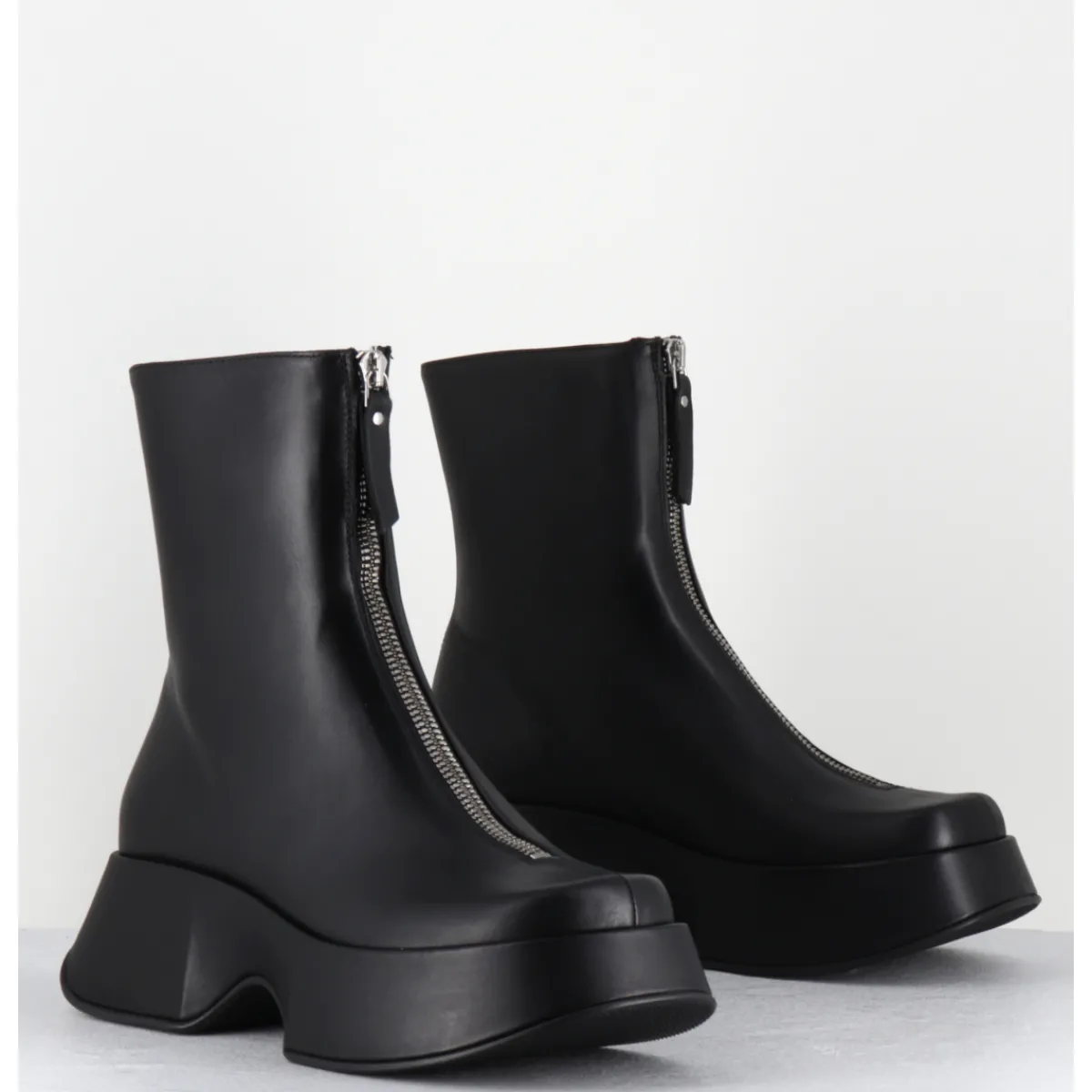 Boots | Plateformes^VIC MATIE Boots zip central à plateforme en cuir - 1F2412D ELODIE BLACK NOIR