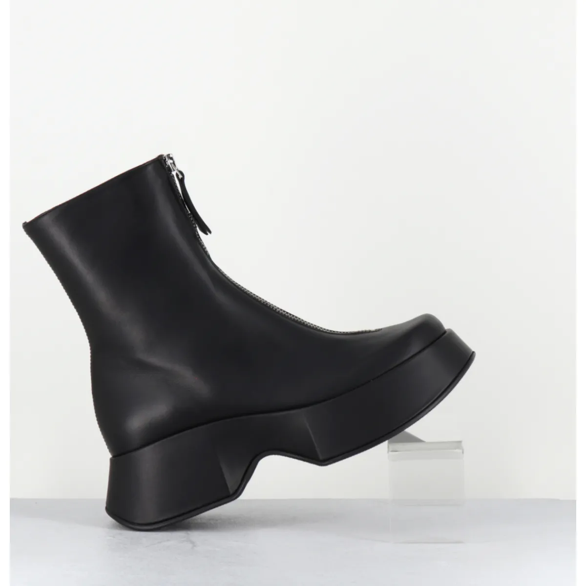 Boots | Plateformes^VIC MATIE Boots zip central à plateforme en cuir - 1F2412D ELODIE BLACK NOIR