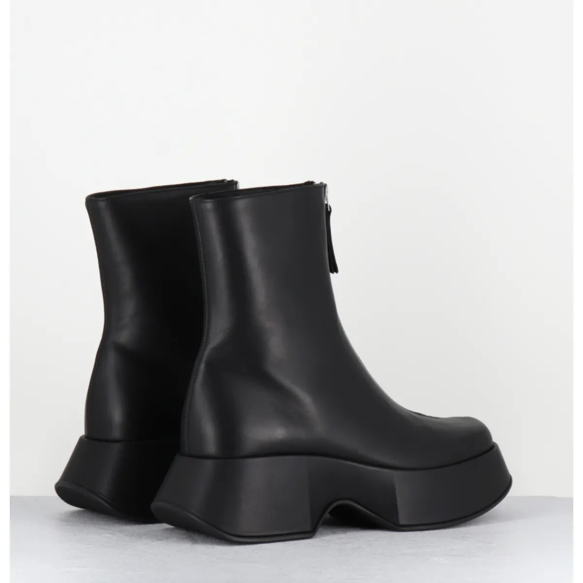 Boots | Plateformes^VIC MATIE Boots zip central à plateforme en cuir - 1F2412D ELODIE BLACK NOIR