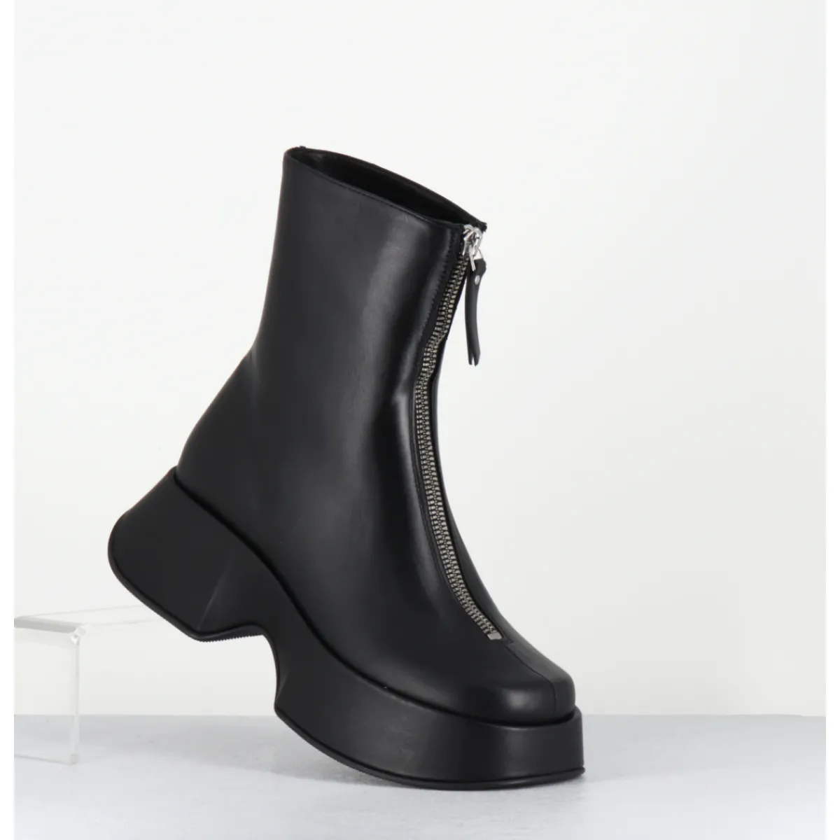 Boots | Plateformes^VIC MATIE Boots zip central à plateforme en cuir - 1F2412D ELODIE BLACK NOIR