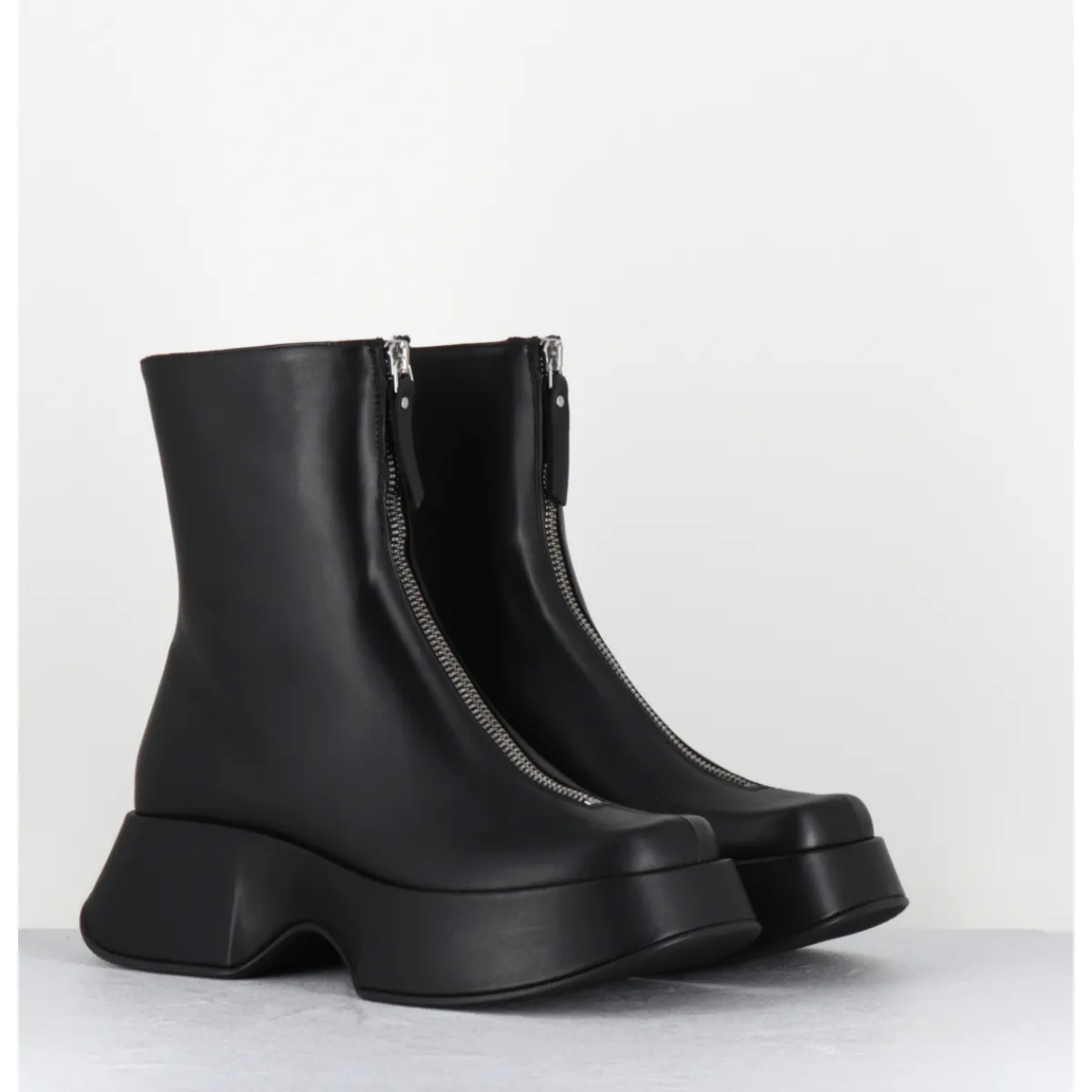 Boots | Plateformes^VIC MATIE Boots zip central à plateforme en cuir - 1F2412D ELODIE BLACK NOIR